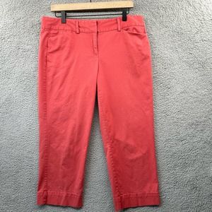 LOFT Womens Straight Leg Cropped Chinos 10 Muted Red Casual Cotton Twill Pants